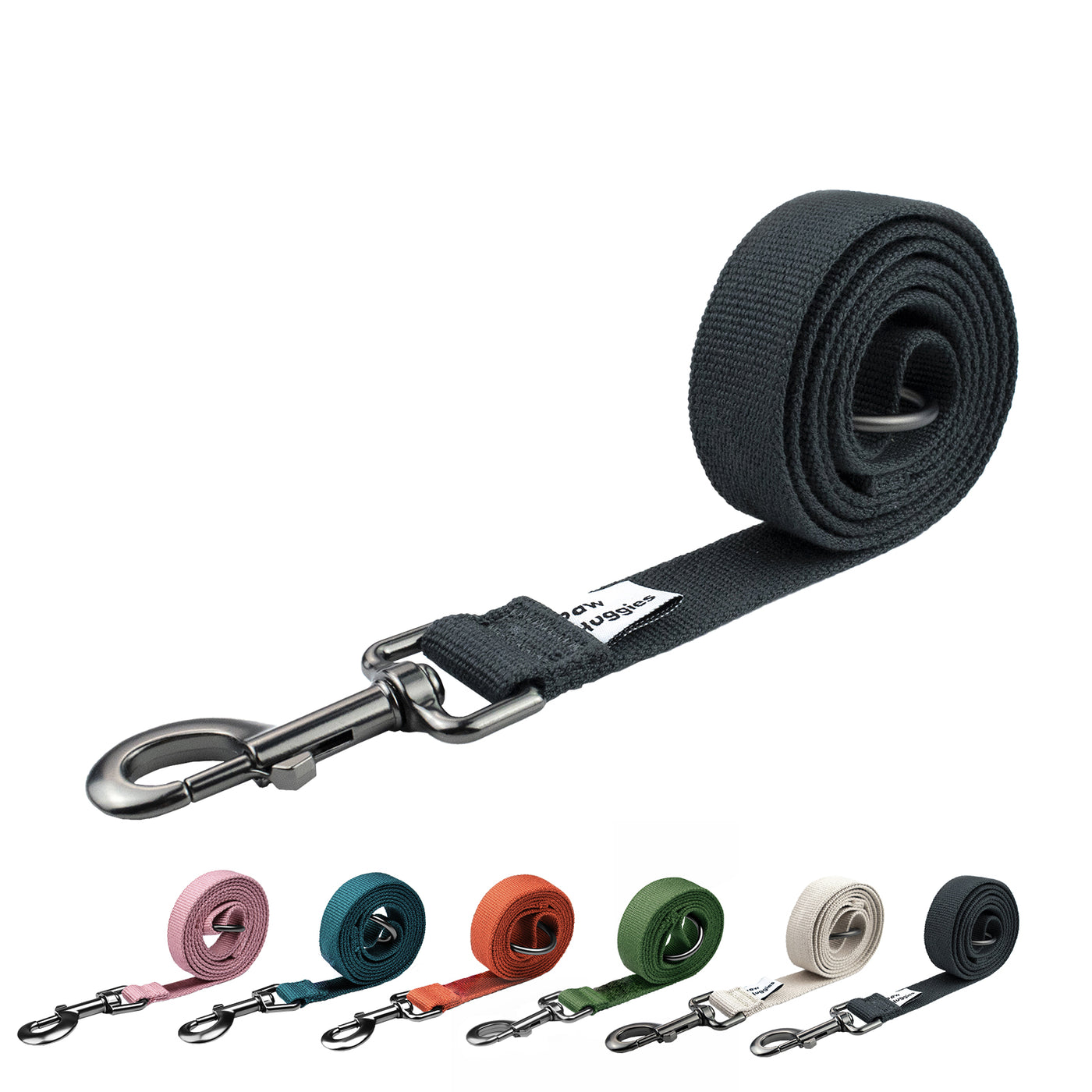 Dark Grey Dog Leash for Large Dogs 4 FT of 90% Rayon from Bamboo and 10% Polyester, Strong Durable Heavy Duty Leash for All Size Dog, Soft Handle with O-Ring for Training or Walking - Paw Huggies