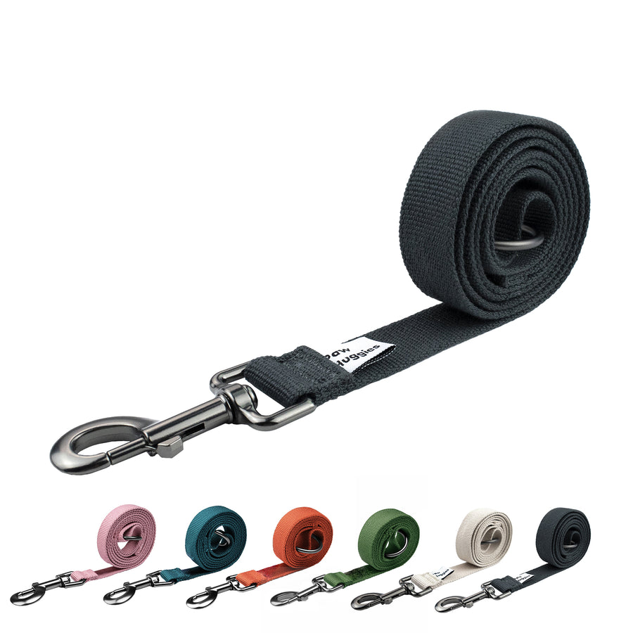 Dark Grey Dog Leash for Large Dogs 4 FT of 90% Rayon from Bamboo and 10% Polyester, Strong Durable Heavy Duty Leash for All Size Dog, Soft Handle with O-Ring for Training or Walking - Paw Huggies